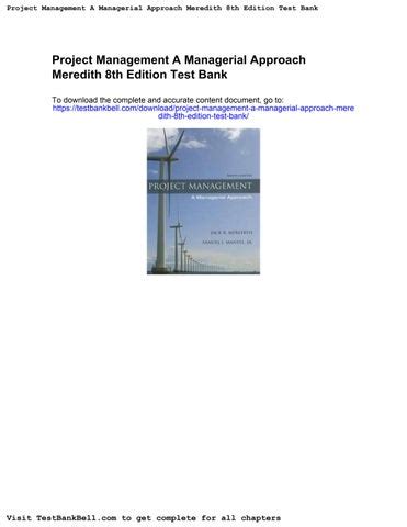 Read Online Project Management A Managerial Approach 8Th Edition Test Bank 