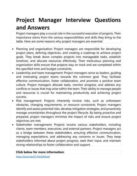 Download Project Manager Interview Questions And Answers 