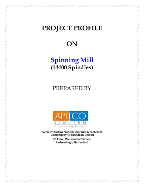 Read Online Project Profile On Spinning Mill Apitco 