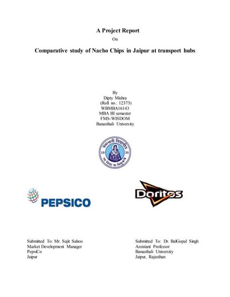 Read Project Report On Pepsico Company 