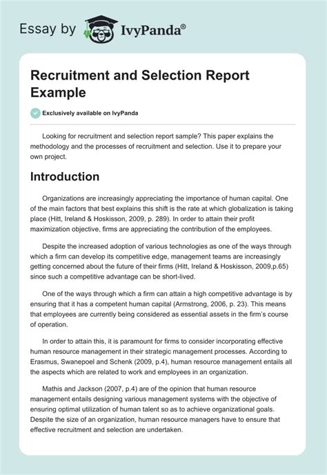 Full Download Project Report On Recruitment And Selection Worddocument 