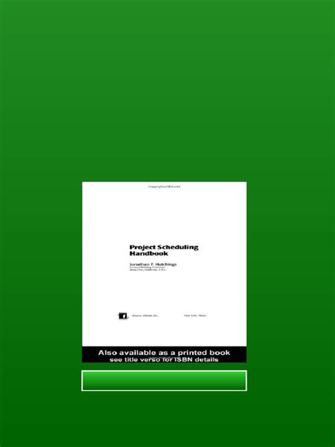 Read Project Scheduling Handbook Civil And Environmental Engineering 
