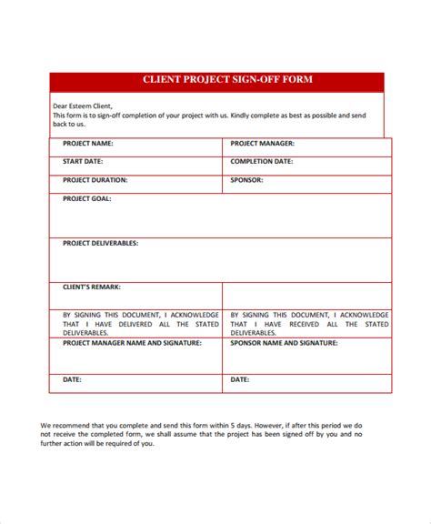 Read Project Sign Off Document Template 