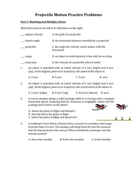 Projectile Motion Practice Problems Answers