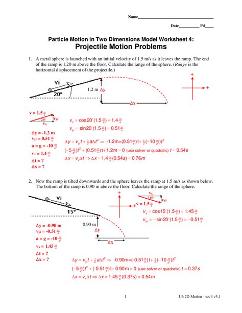 Projectile Motion Practice Problems With Answers