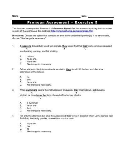 Pronoun Agreement Exercise 5 Answer Key Possessive Pronoun Worksheets 5th Grade - Possessive Pronoun Worksheets 5th Grade