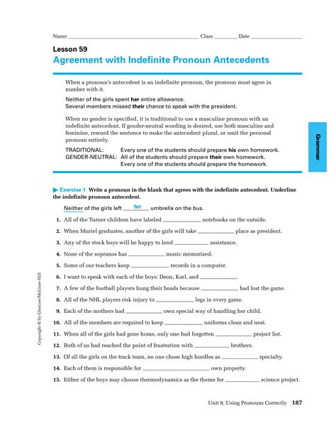 Pronoun Agreement Worksheet Pdf Pronoun Agreement Worksheet With Answers - Pronoun Agreement Worksheet With Answers