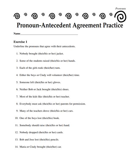 Pronoun Antecedent Agreement Worksheet Answers La Shidduch Pronoun Antecedent Agreement Worksheet With Answers - Pronoun Antecedent Agreement Worksheet With Answers