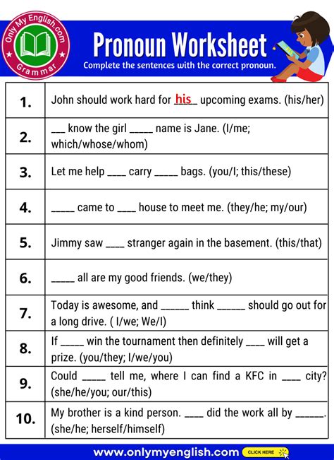 Pronoun Exercise With Answers Onlymyenglish Com Kinds Of Pronouns Exercises With Answers - Kinds Of Pronouns Exercises With Answers