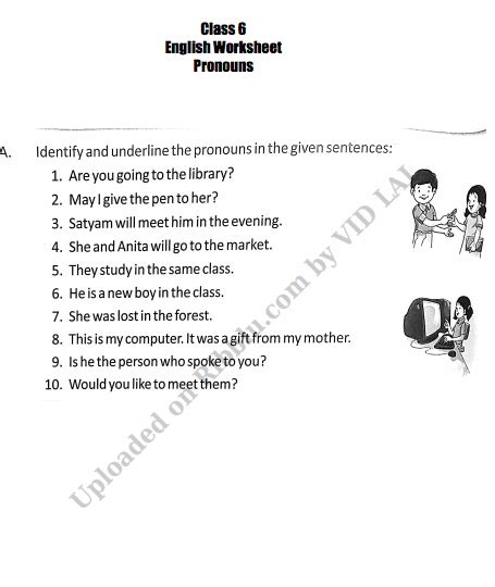 Pronoun Exercises For Cbse Class 6 With Answers Kinds Of Pronoun Exercise - Kinds Of Pronoun Exercise