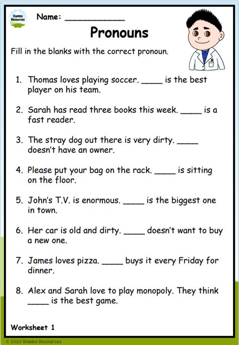 Pronoun Worksheet For Class 3 With Answers Free Pronoun Exercises For Grade 3 - Pronoun Exercises For Grade 3