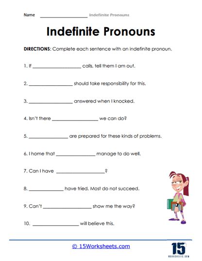 Pronoun Worksheets 5th Grade Indefinite Pronouns Interactive Indefinite Pronoun Worksheet - Indefinite Pronoun Worksheet