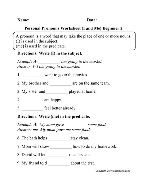 Pronoun Worksheets Pronouns I And Me Worksheet - Pronouns I And Me Worksheet