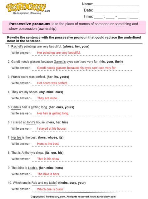 Pronoun Worksheets Turtle Diary Pronoun Worksheets For Grade 1 - Pronoun Worksheets For Grade 1