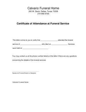 Proof Of Funeral Attendance