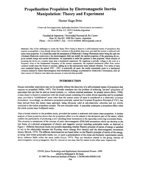 propellantless propulsion by electromagnetic inertia