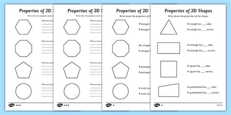 Properties Of 2d Shapes Differentiated Worksheet Twinkl Properties Of 2d Shapes Worksheet - Properties Of 2d Shapes Worksheet