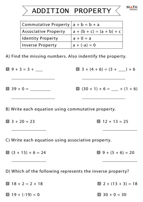 Properties Of Addition Worksheets Properties Of Mathematics Worksheet - Properties Of Mathematics Worksheet