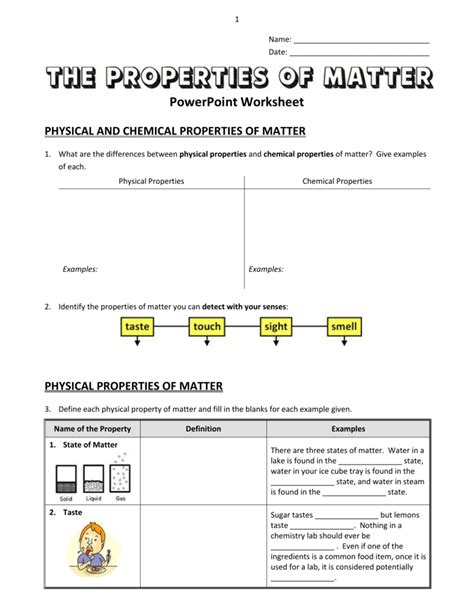 Properties Of Matter Worksheet Answers Chemistry Worksheet Matter - Chemistry Worksheet Matter