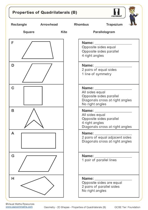 Properties Of Quadrilaterals Worksheets Quadrilaterals Worksheet Answers - Quadrilaterals Worksheet Answers