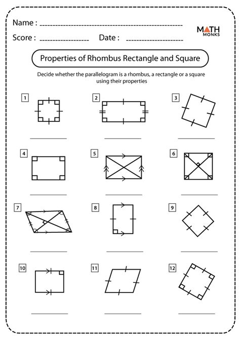 Properties Of Rectangles Worksheets Math Monks Rectangles Worksheet Geometry - Rectangles Worksheet Geometry