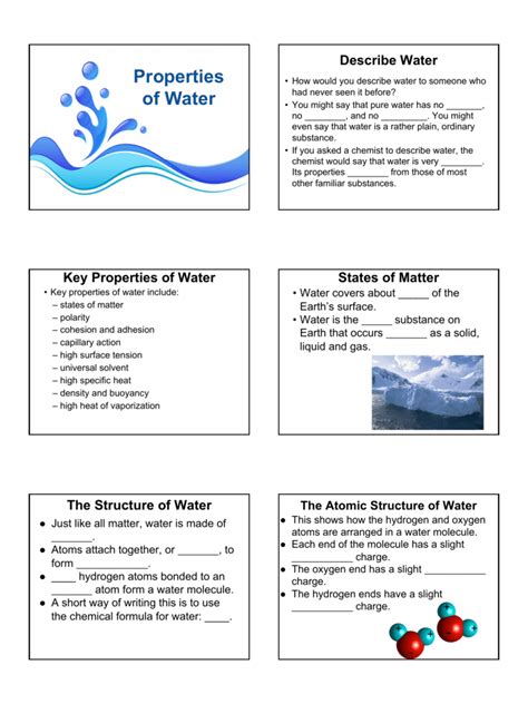 Properties Of Water Coursenotes Properties Of Water Worksheet High School - Properties Of Water Worksheet High School