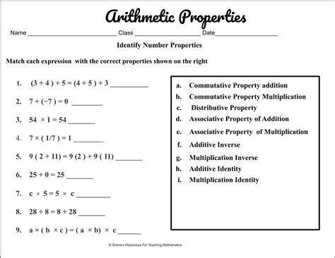 Properties Worksheets Properties Of Mathematics Worksheets 7th Grade Properties Worksheet - 7th Grade Properties Worksheet