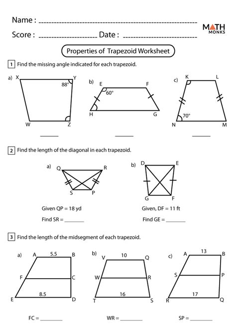 Download Properties Of Trapezoids Worksheet Answers 