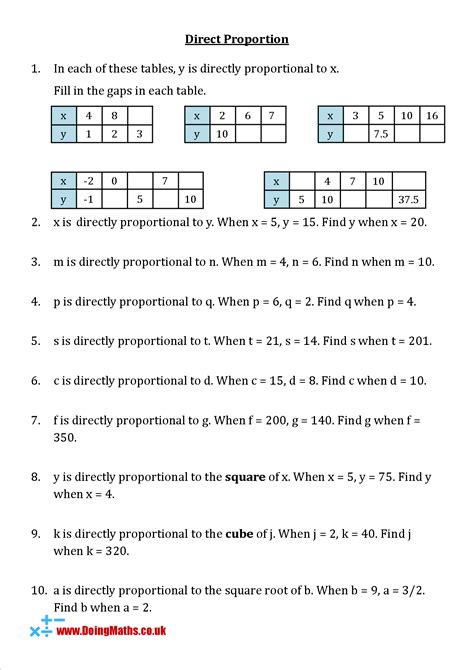 Proportion Worksheets Pdf Direct Proportion Worksheet With Ratio And Proportion Worksheet With Answers - Ratio And Proportion Worksheet With Answers