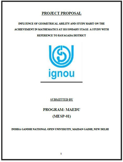 Proposal Synopsis Ignou Project