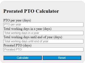 Prorated Pto Calculator Calculator Academy Prorate Pto Calculator - Prorate Pto Calculator