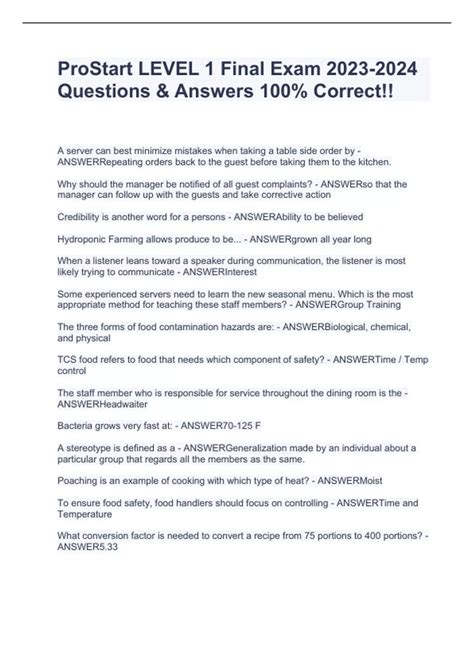 Full Download Prostart Year 1 Study Guide Answer Key 