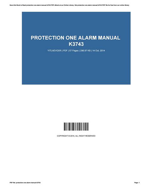 Read Online Protection One Alarm Manual K3743 