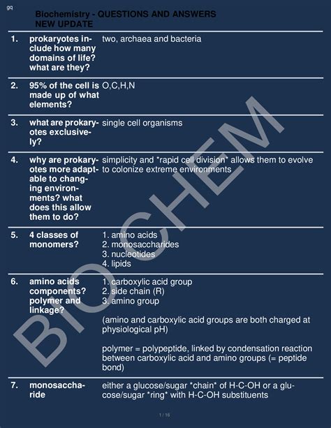 Read Protein Biochemistry Questions And Answers 