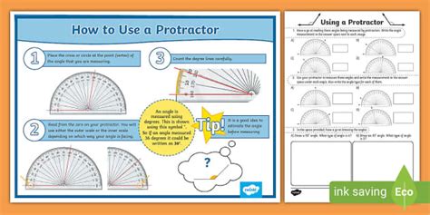 Protractor Measurement Worksheets Teacher Made Twinkl Reading Protractor Worksheet - Reading Protractor Worksheet