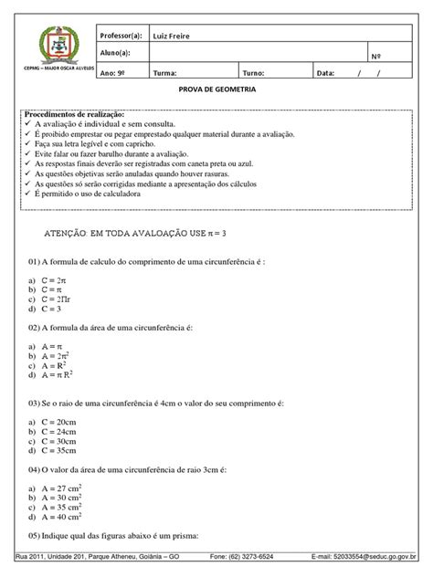 Prova De Geometria