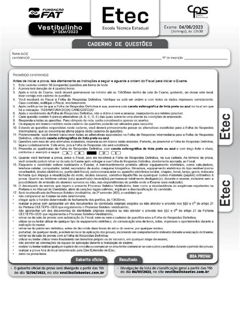 Prova Do Etec