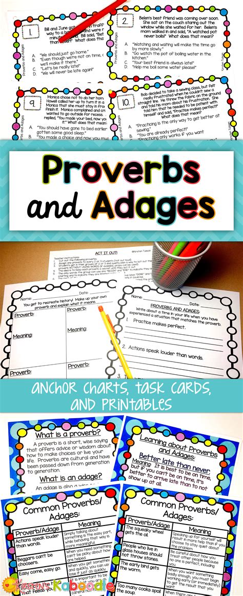 Proverbs And Adages Task Cards Anchor Charts And Proverbs And Adages 4th Grade - Proverbs And Adages 4th Grade