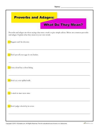 Proverbs And Adages Worksheet What Do They Mean Proverbs And Adages 5th Grade - Proverbs And Adages 5th Grade