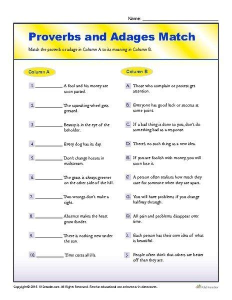 Proverbs And Adages Worksheets Vocabulary Proverbs And Adages 4th Grade - Proverbs And Adages 4th Grade