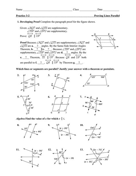 Proving Parallel Lines Worksheet With Answers Parallel Lines Worksheet - Parallel Lines Worksheet