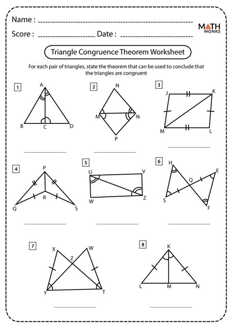 Proving Triangle Congruence Worksheets Congruence Of Triangles Worksheet - Congruence Of Triangles Worksheet