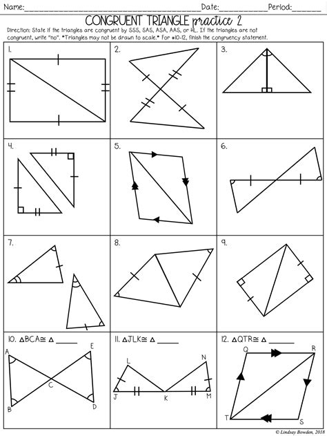 Proving Triangles Congruent Lloyd Harbor School Triangle Congruence Worksheet 1 Answer Key - Triangle Congruence Worksheet 1 Answer Key