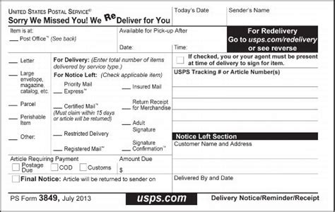 Ps Form 3849