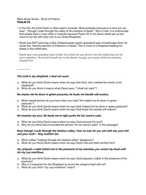 psalm 23 study guide