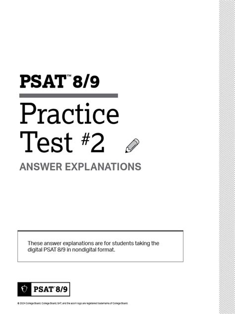 Psat 8 9 Practice Test With Answers
