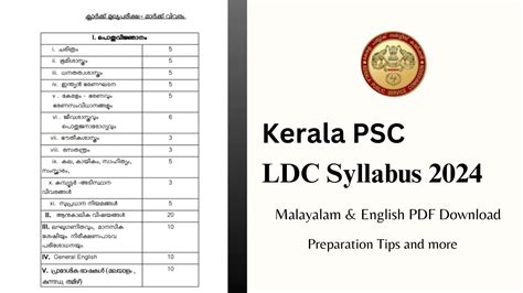 Psc Ldc Syllabus