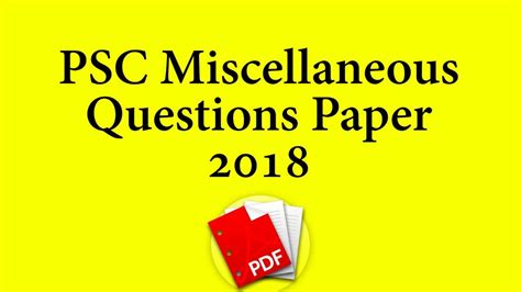 Psc Miscellaneous Question Paper