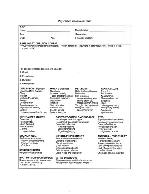 Psychiatric Assessment Form