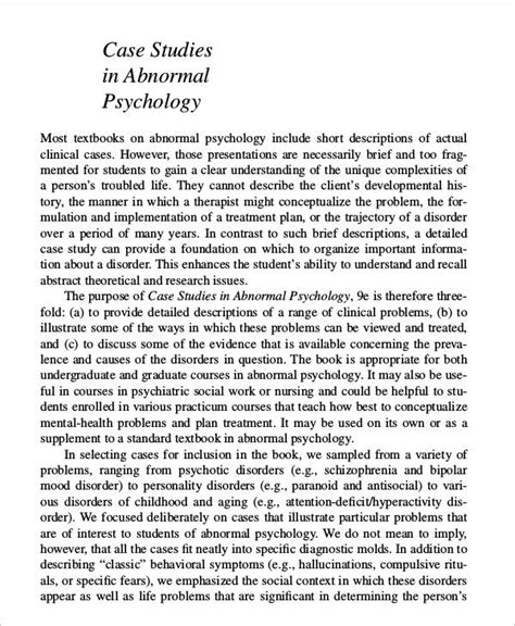 Psychology Case Study Examples Pdf